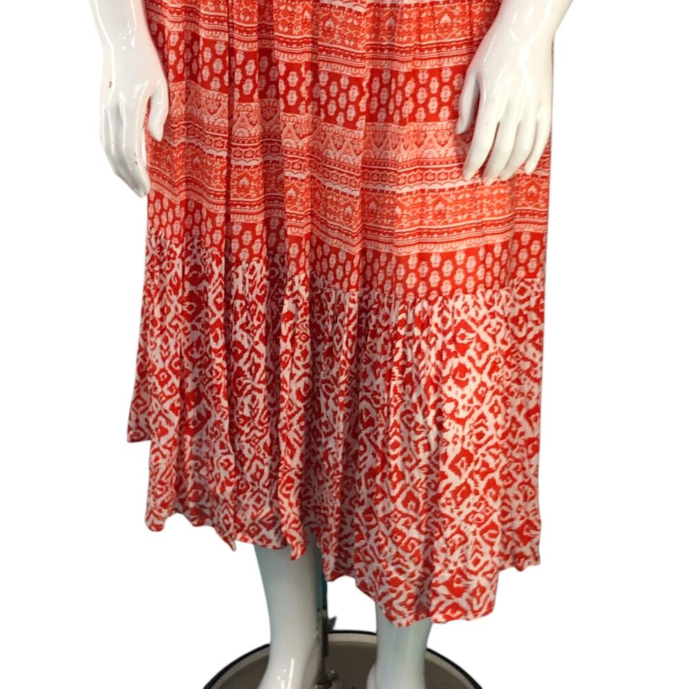J GEE Womens Size L Dress Floral Midi Smocked Cottage Core Orange *TINY FLAW - Picture 3 of 16